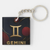 Gemini Zodiac Luxe Hemellich Astrologie Cadeau Sleutelhanger (Achterkant)