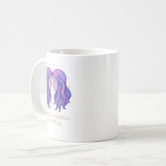 Gemini Zodiac Mug – Funny Gemini Gift – Pastel Koffiemok (Voorkant links)