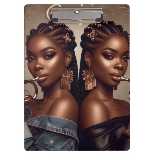 Gemini Zodiac Musician Trompet Klembord (Voorkant)