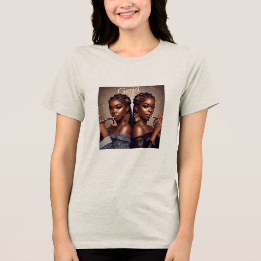 Gemini Zodiac Musician Trumpet Tri-Blend Shirt (Voorkant)