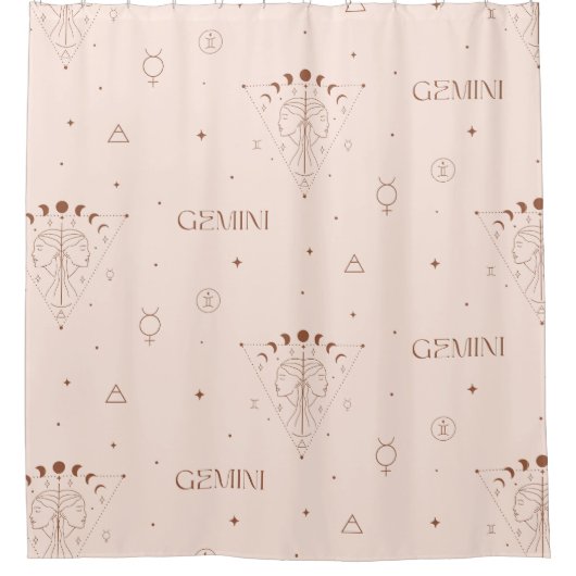 Gemini Zodiac Naadloos Patroon – Hemelse Tweeling Douchegordijn (Voorkant)