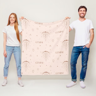 Gemini Zodiac Naadloos Patroon – Hemelse Tweeling Fleece Deken