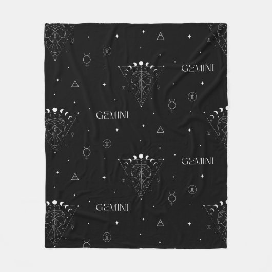 Gemini Zodiac Naadloos Patroon – Hemelse Tweeling  Fleece Deken (Voorkant)