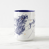 Gemini Zodiac Navy Blue & Gold Birth Mok (Midden)