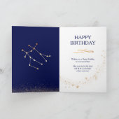 Gemini Zodiac Navy & Gold Monochrome Verjaardag Ka Kaart (Binnen)
