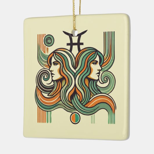 Gemini Zodiac Ornament Retro Design (Links)