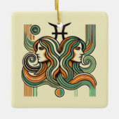 Gemini Zodiac Ornament Retro Design (Voorkant)