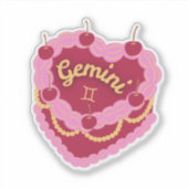Gemini Zodiac Pastel Hart Verjaardagstaart Sticker (Voorkant)