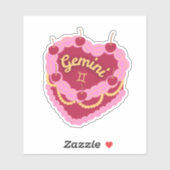 Gemini Zodiac Pastel Hart Verjaardagstaart Sticker (Vel)