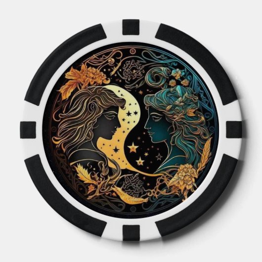 Gemini Zodiac Poker Chips – Astrologie Casino Chip (Voorkant)