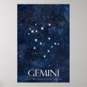 Gemini Zodiac Poster met naam, sterbord zodiac (Voorkant)