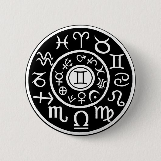 Gemini Zodiac Ronde Button 5,7 Cm (Voorkant)