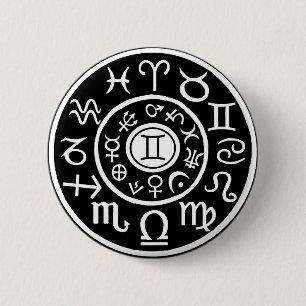 Gemini Zodiac Ronde Button 5,7 Cm