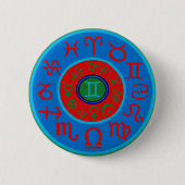 Gemini Zodiac Ronde Button 5,7 Cm (Voorkant)