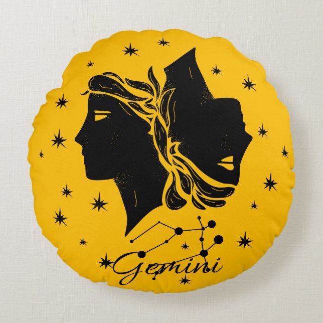 Gemini Zodiac Sierkussen Rond Kussen (Voorkant)