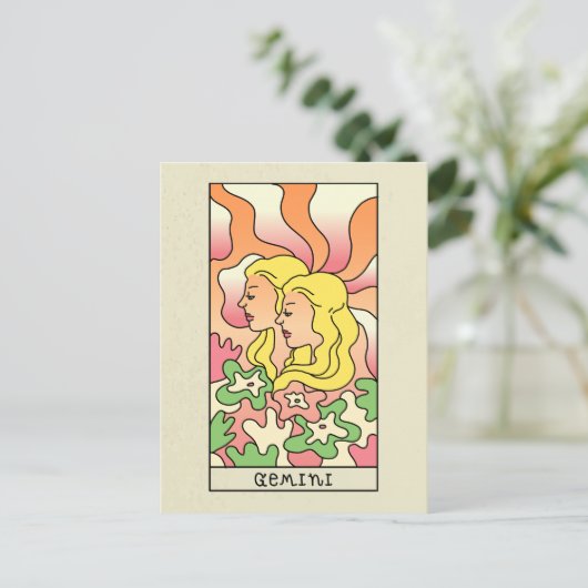 Gemini Zodiac Sign Abstract Art  Briefkaart (Staand voorkant)
