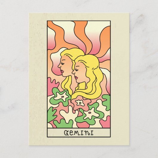 Gemini Zodiac Sign Abstract Art  Briefkaart (Voorkant)