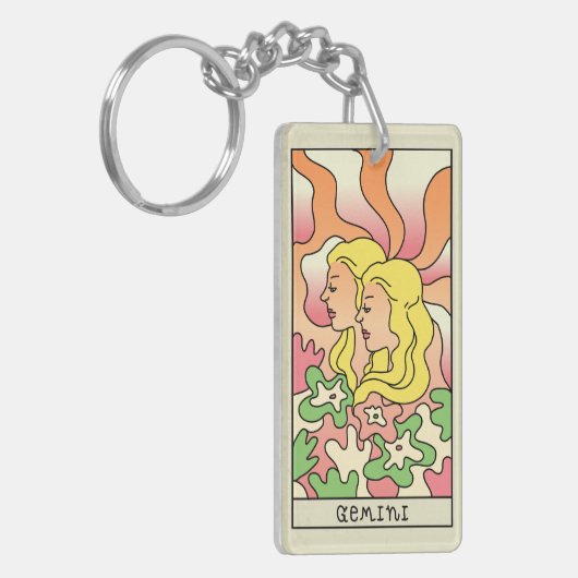 Gemini Zodiac Sign Abstract Art Sleutelhanger (Voorkant Links)
