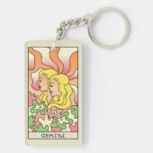 Gemini Zodiac Sign Abstract Art Sleutelhanger (achterkant)