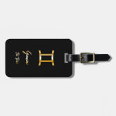 Gemini Zodiac Sign Black & Gold Bagagelabel (Voorkant horizontaal)