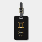 Gemini Zodiac Sign Black & Gold Bagagelabel (Voorkant verticaal)