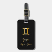 Gemini Zodiac Sign Black & Gold Bagagelabel (Voorkant verticaal)