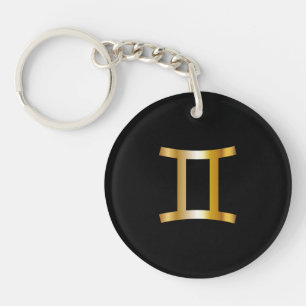 Gemini Zodiac Sign., Black & Gold Sleutelhanger