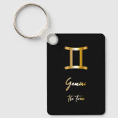 Gemini Zodiac Sign., Black & Gold Sleutelhanger (Voorkant)
