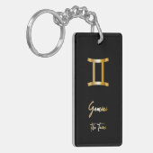 Gemini Zodiac Sign., Black & Gold Sleutelhanger (Voorkant Links)