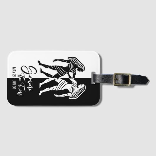 Gemini Zodiac Sign Black & White Bagagelabel (Voorkant (horizontaal))