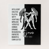 Gemini Zodiac Sign. Black & White Jigzaag Puzzle Legpuzzel (Verticaal)