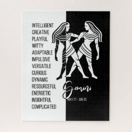 Gemini Zodiac Sign. Black & White Jigzaag Puzzle Legpuzzel