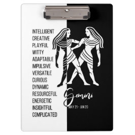 Gemini Zodiac Sign Black & White klembord