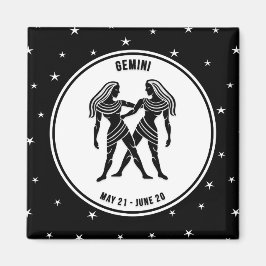 Gemini Zodiac Sign. Black & White Magnet