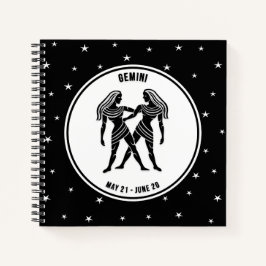 Gemini Zodiac Sign., Black & White Notebook Notitieboek
