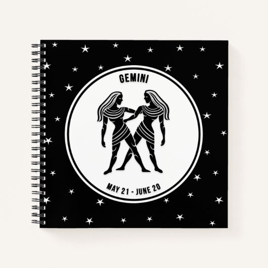 Gemini Zodiac Sign., Black & White Notebook Notitieboek (Voorkant)