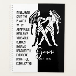 Gemini Zodiac Sign. Black & White Planner