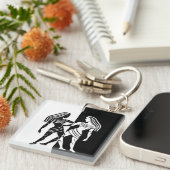 Gemini Zodiac Sign, Black & White Sleutelhanger (Voorkant Rechts)
