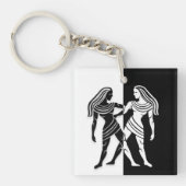 Gemini Zodiac Sign, Black & White Sleutelhanger (Voorkant)