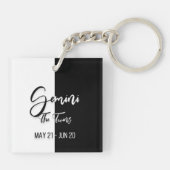 Gemini Zodiac Sign, Black & White Sleutelhanger (Achterkant)