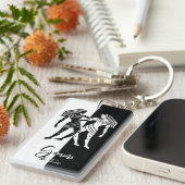Gemini Zodiac Sign, Black & White Sleutelhanger (Voorkant Rechts)
