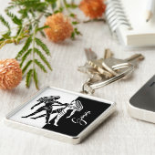 Gemini Zodiac Sign, Black & White Sleutelhanger (Zijkant)