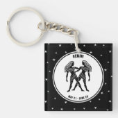 Gemini Zodiac Sign, Black & White Sleutelhanger (Voorkant)