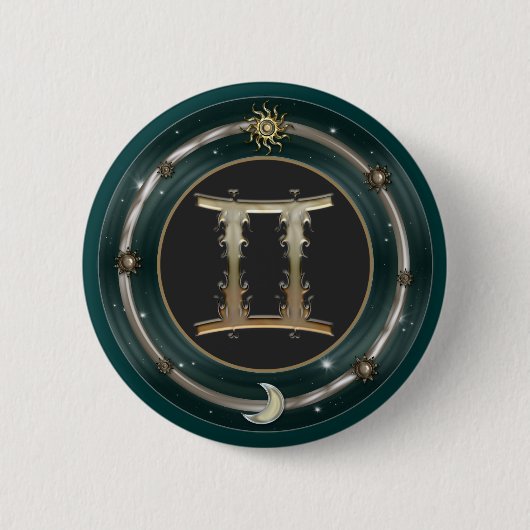 Gemini Zodiac Sign Buttonnen Ronde Button 5,7 Cm (Voorkant)