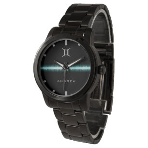 Gemini Zodiac Sign Cool Light Line Custom Name Horloge
