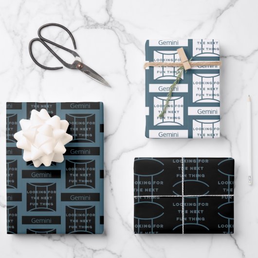 Gemini Zodiac Sign Fun Quote Blue Birthday Inpakpapier Vel (Voorkant)