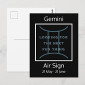 Gemini Zodiac Sign Fun Quote in Blue and White Pos Briefkaart (Voorkant / Achterkant)