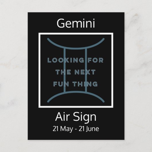 Gemini Zodiac Sign Fun Quote in Blue and White Pos Briefkaart (Voorkant)