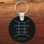 Gemini Zodiac Sign Fun Quote in Blue Text Birthday Sleutelhanger (Achterkant)