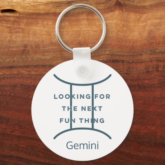 Gemini Zodiac Sign Fun Quote in Blue Text Birthday Sleutelhanger (Voorkant)
